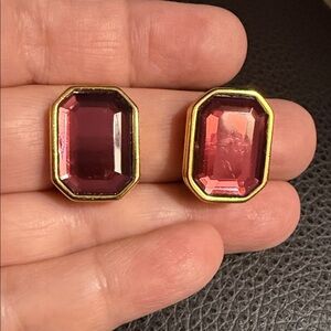Joan Rivers Vintage Rectangular Goldtone Clip Earrings